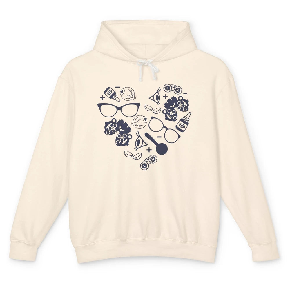 Optometrist Love Heart Symbols Optician Eye Doctor Gift Unisex Lightweight Hoodie