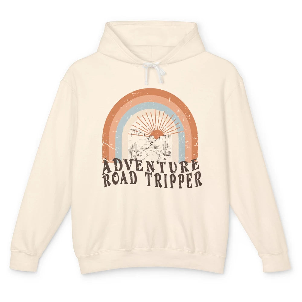 Retro Desert Sunrise Rainbow Adventure Road Tripper Western Unisex Lightweight Hoodie