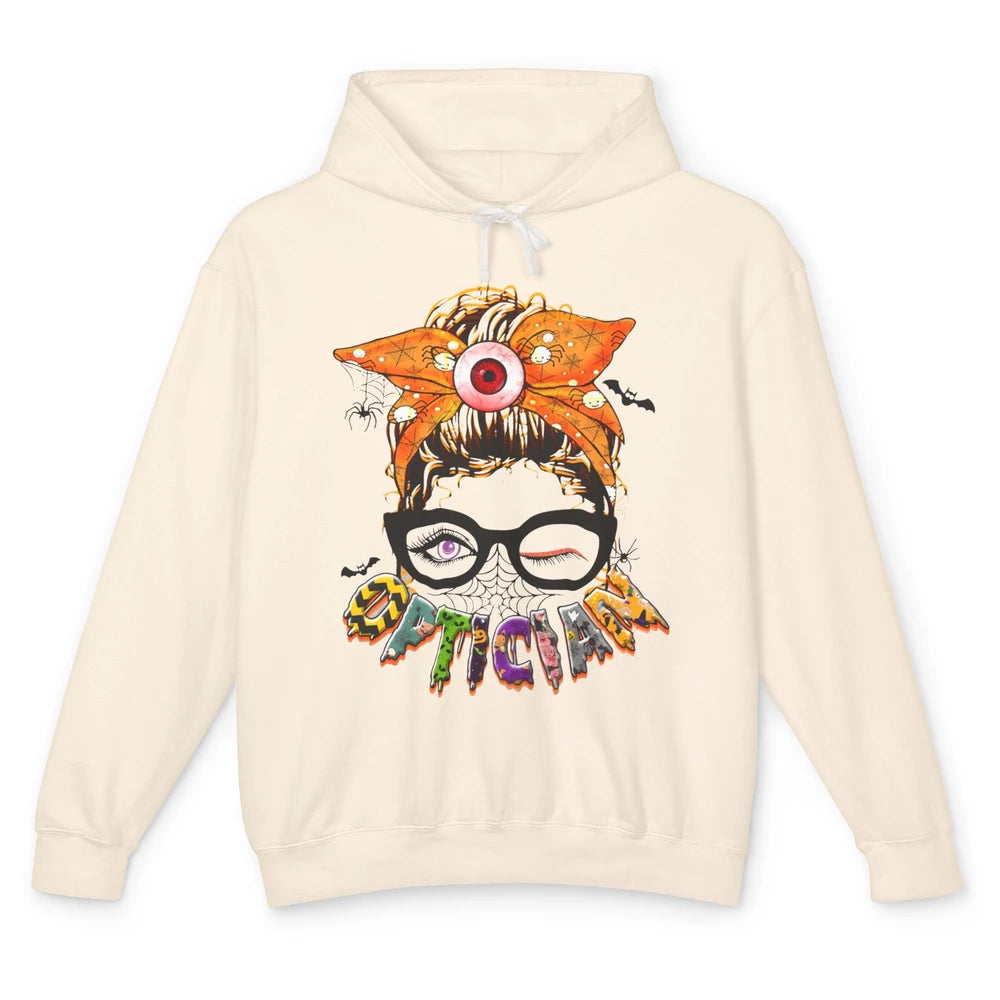 Optician Halloween Women Messy Bun Optometrist Ophthalmic Unisex Lightweight Hoodie