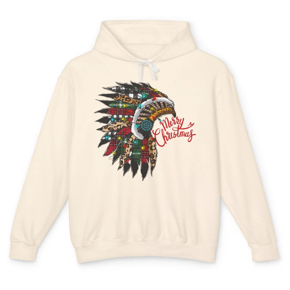 Christmas Headdress Indian Hat Leopard Western Christmas Unisex Lightweight Hoodie