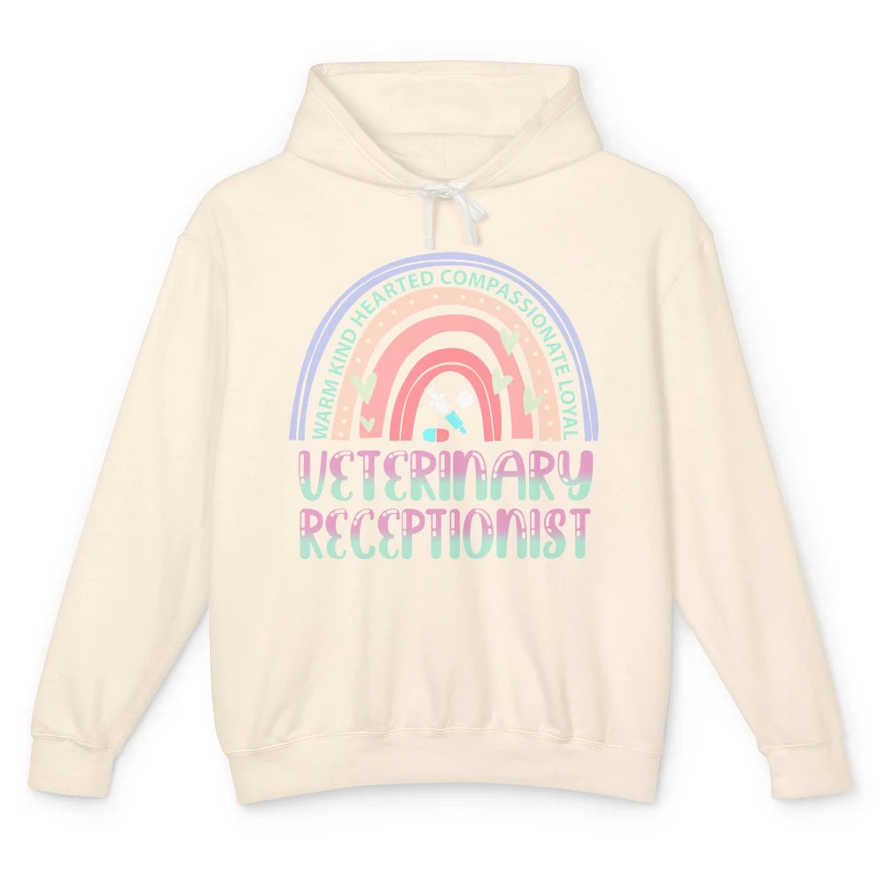 Pink Rainbow Veterinarian Receptionist Dog Recue Dog Mom Unisex Lightweight Hoodie