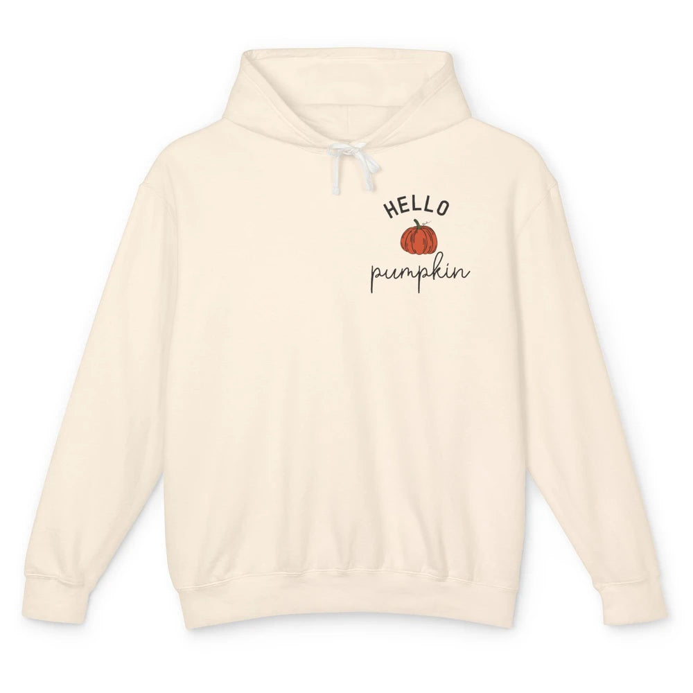 Pumpkin Halloween Hello Pumpkin Fall Thanksgiving Pocket Unisex Lightweight Hoodie