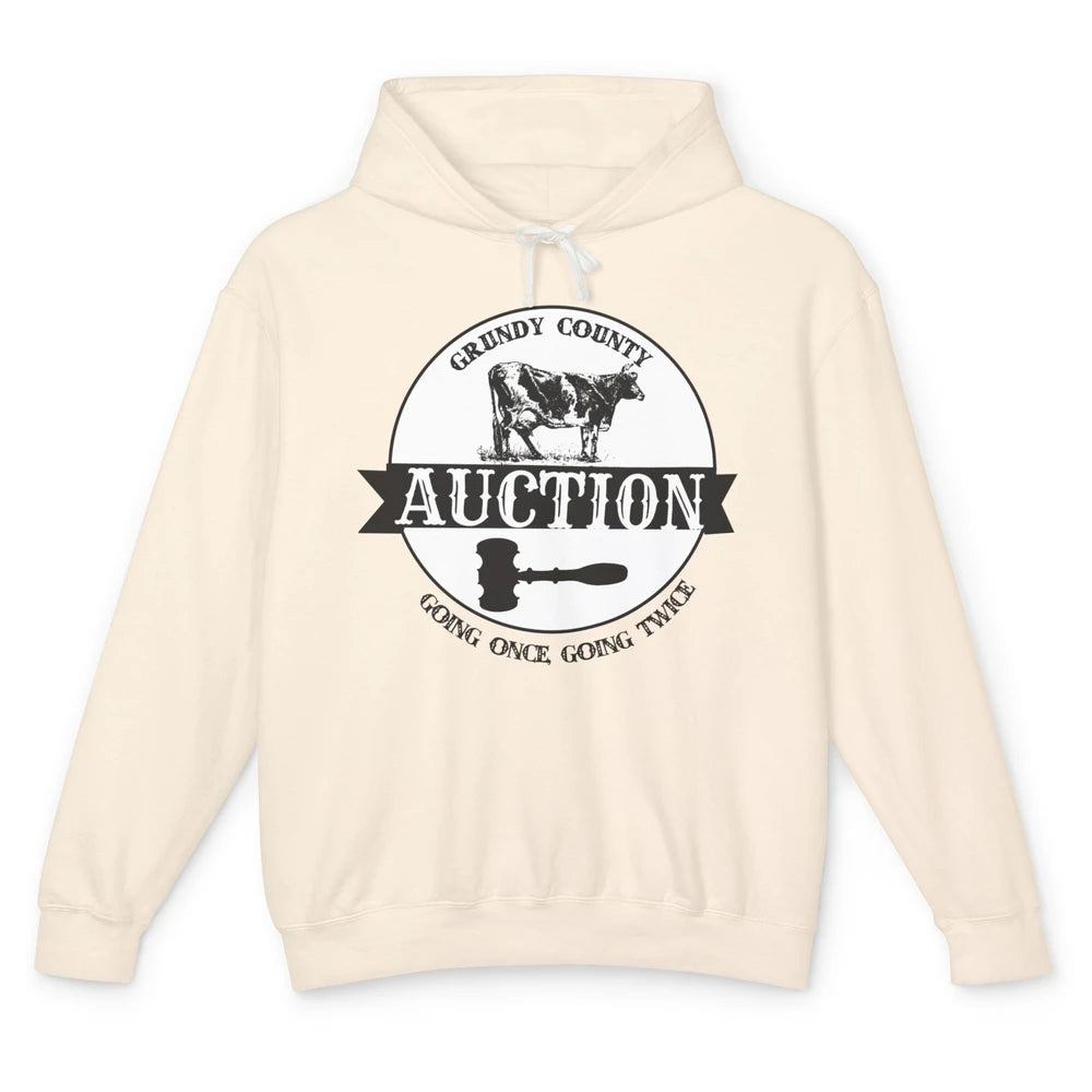 Retro Cow Cattle Grundy County Auction Western Country Farm Unisex Lightweight Hoodie
