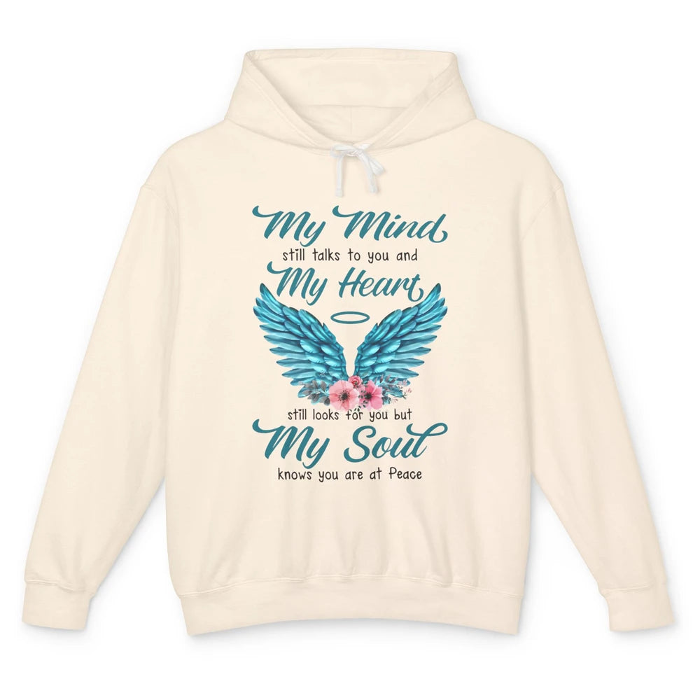 Mom Dad In Heaven My Minds Still Talks To You Memorial Gift Unisex Lightweight Hoodie