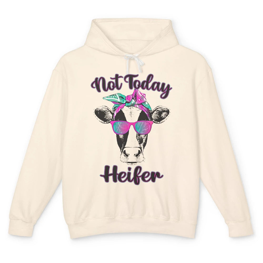 Not Today Heifer Funny Cow With Glasses Bandana Heifer Lover Unisex Lightweight Hoodie