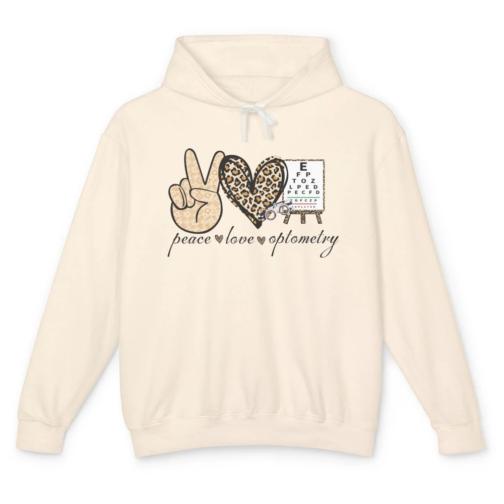 Peace Love Optometry Leopard Optometrist Optician Life Gift Unisex Lightweight Hoodie