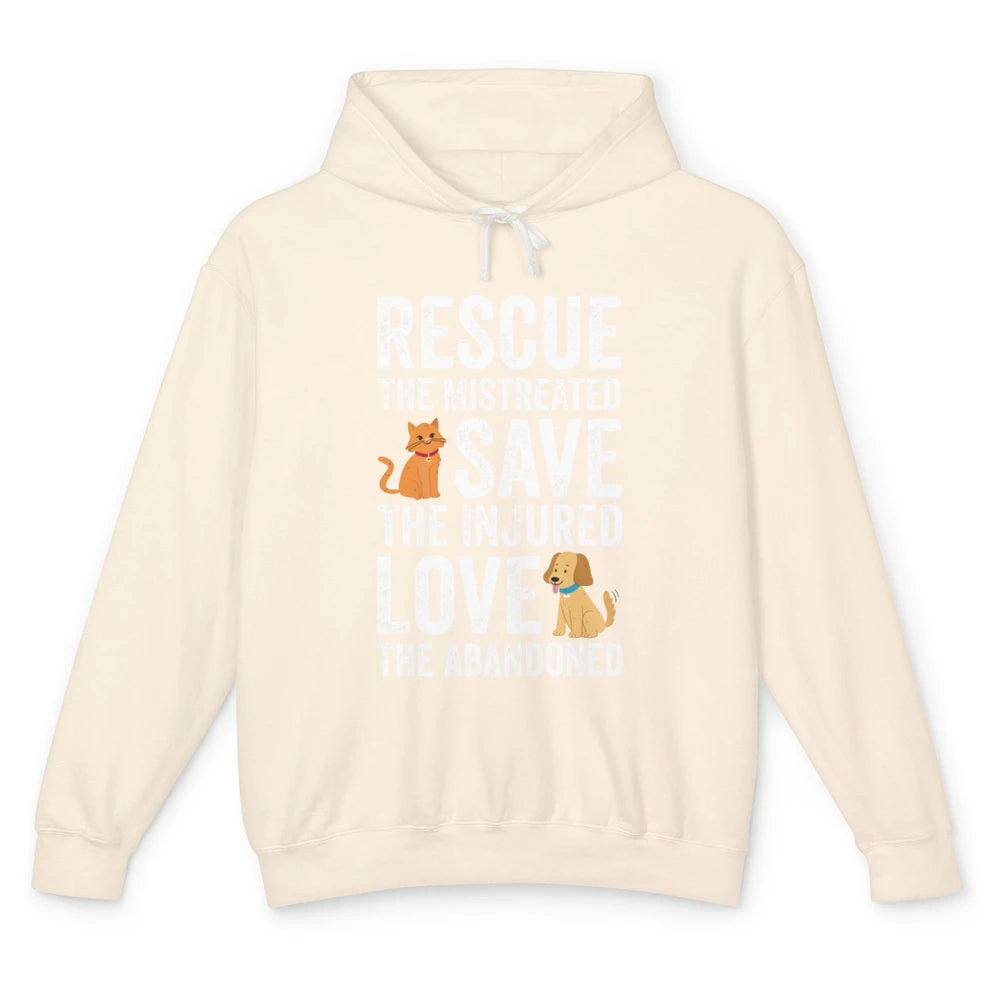 Rescue Mistreated Save Injured Adopt Dog Cat Animal Rescuer Unisex Lightweight Hoodie