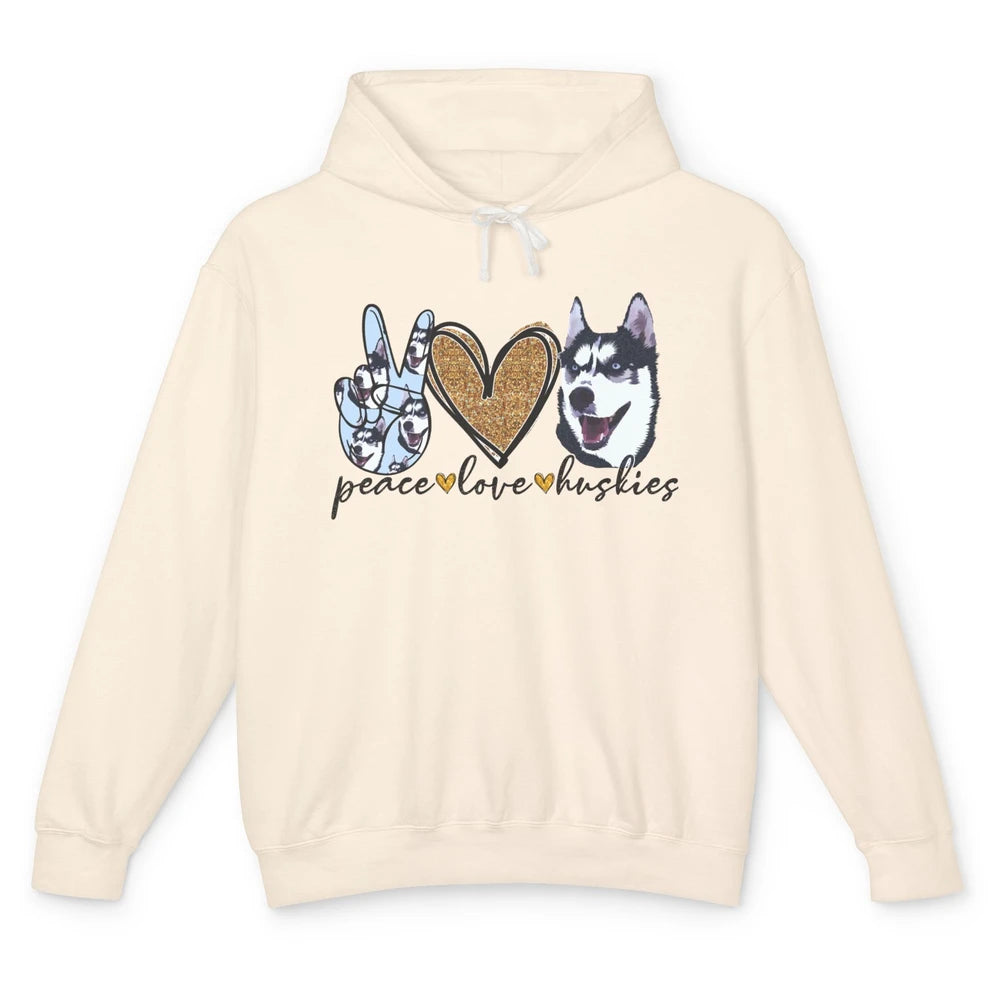 Peace Love Husky Funny Siberian Husky Mom Dog Lovers Gift Unisex Lightweight Hoodie