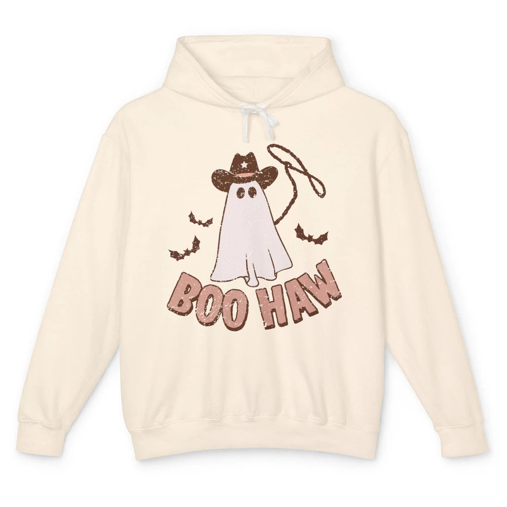 Retro Cowboo Boo Haw Ghost Fall Spooky Season Western Cowboy Unisex Lightweight Hoodie