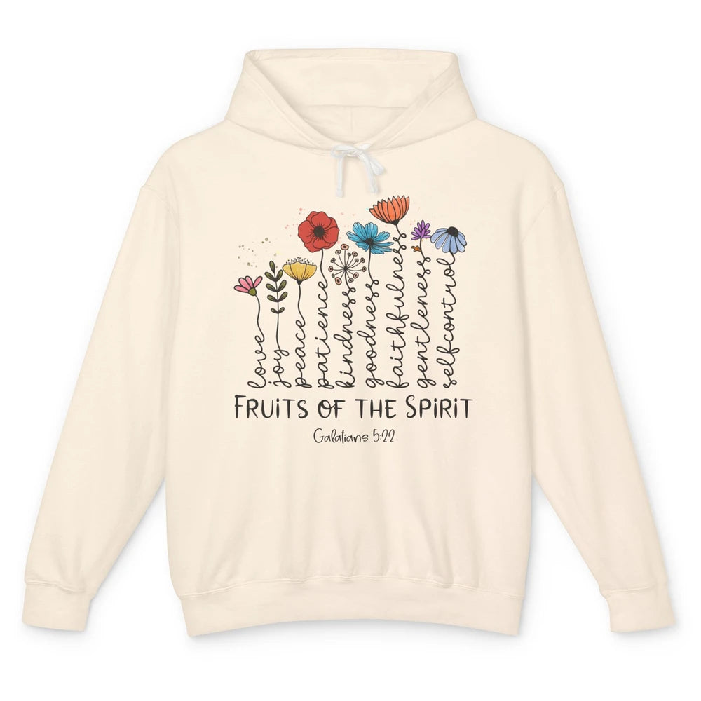 Flower Christian Fruits Of The Spirit Bible Verse Religious Unisex Lightweight Hoodie
