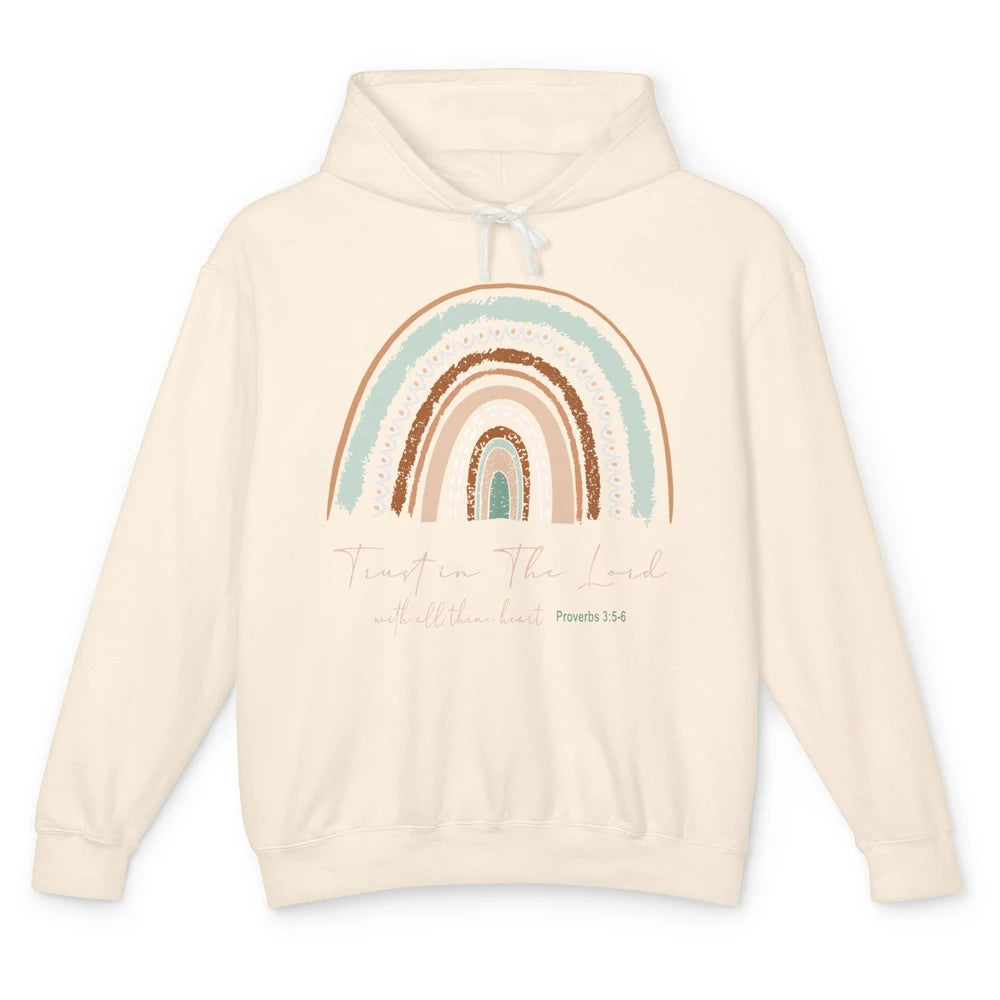 Rainbow Trust In The Lord With All Heart Christian Religious Unisex Lightweight Hoodie
