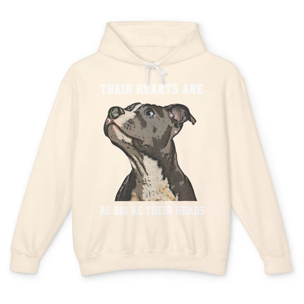 Pitbull Hearts Are As Big As Their Heads Pittie Mom Dad Unisex Lightweight Hoodie