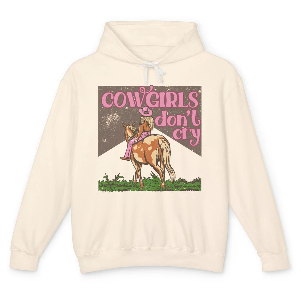 Retro Cowgirls Don't Cry Pink Horseback Rider Western Cowboy Unisex Lightweight Hoodie