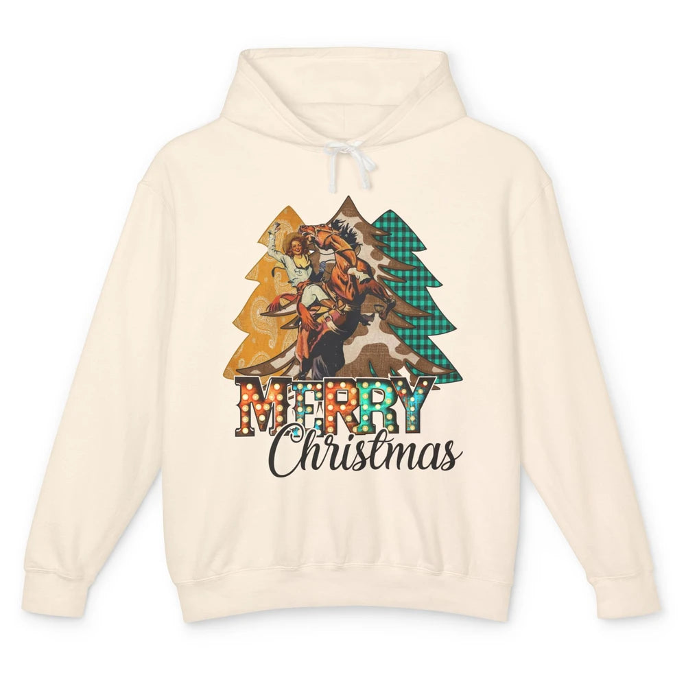 Rodeo Mom Cowgirl Christmas Tree Western Country Cowboy Gift Unisex Lightweight Hoodie