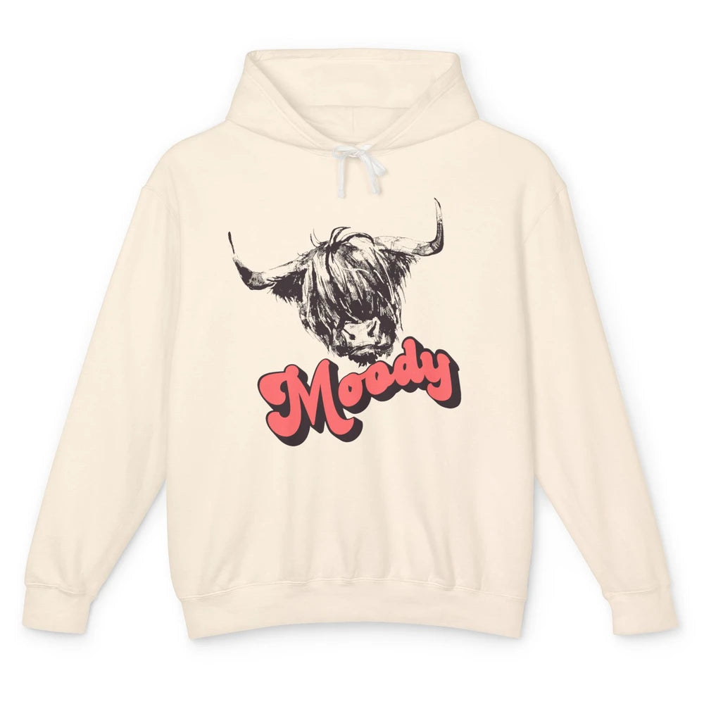Retro Highland Heifer Moody Southern Cow Head Western Heifer Unisex Lightweight Hoodie
