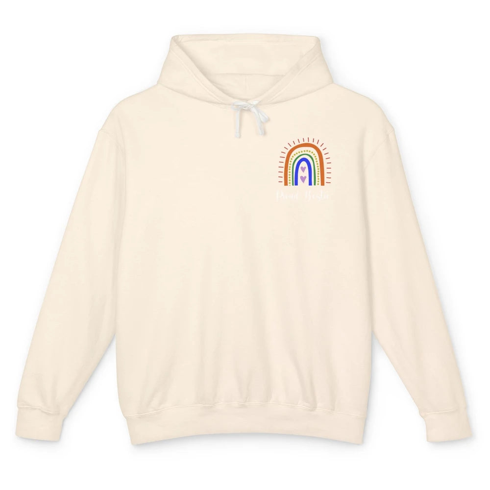 Rainbow Proud Bestie Proud Ally LGBT Gay Pride Month Unisex Lightweight Hoodie