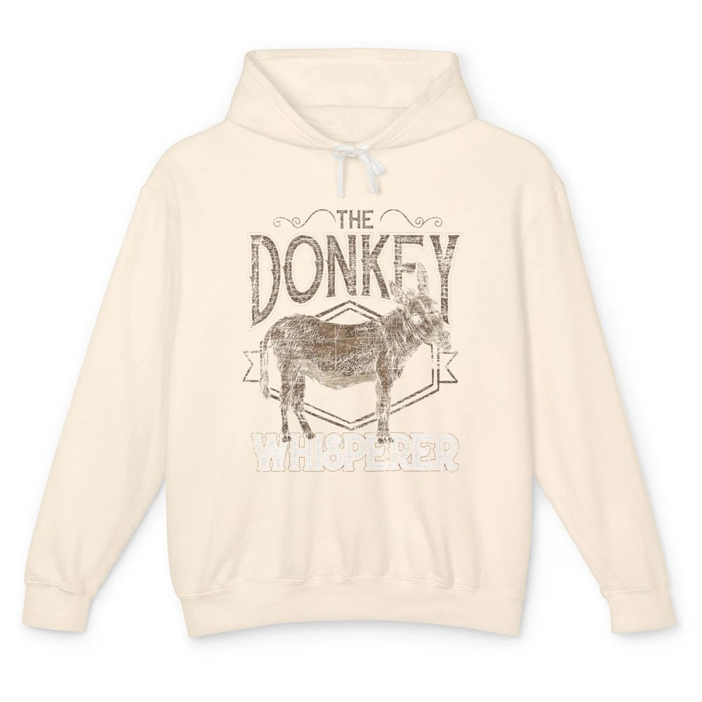 Retro Donkey Whisperer Farming Life Farm Animal Funny Donkey Unisex Lightweight Hoodie