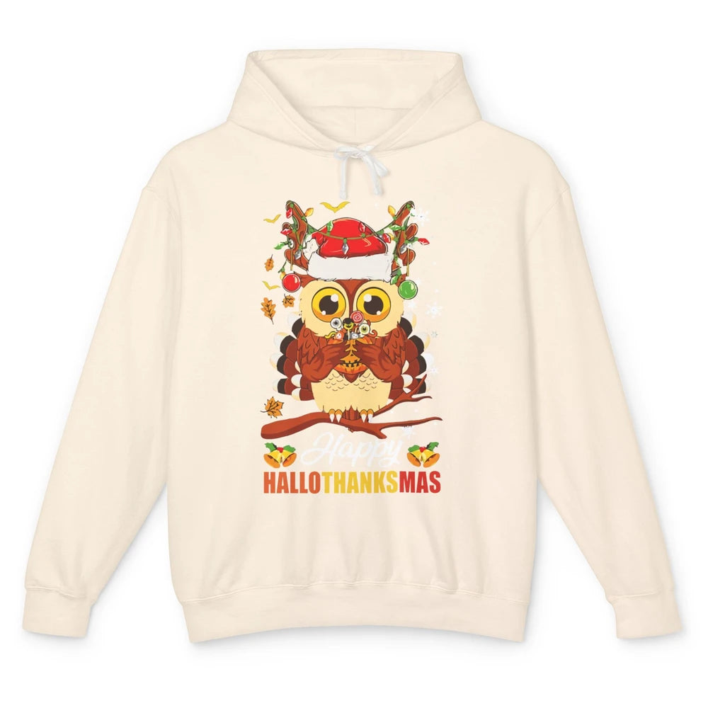 Owl Halloween Owl Thanksgiving Owl Christmas Owl Lovers Gift Unisex Lightweight Hoodie