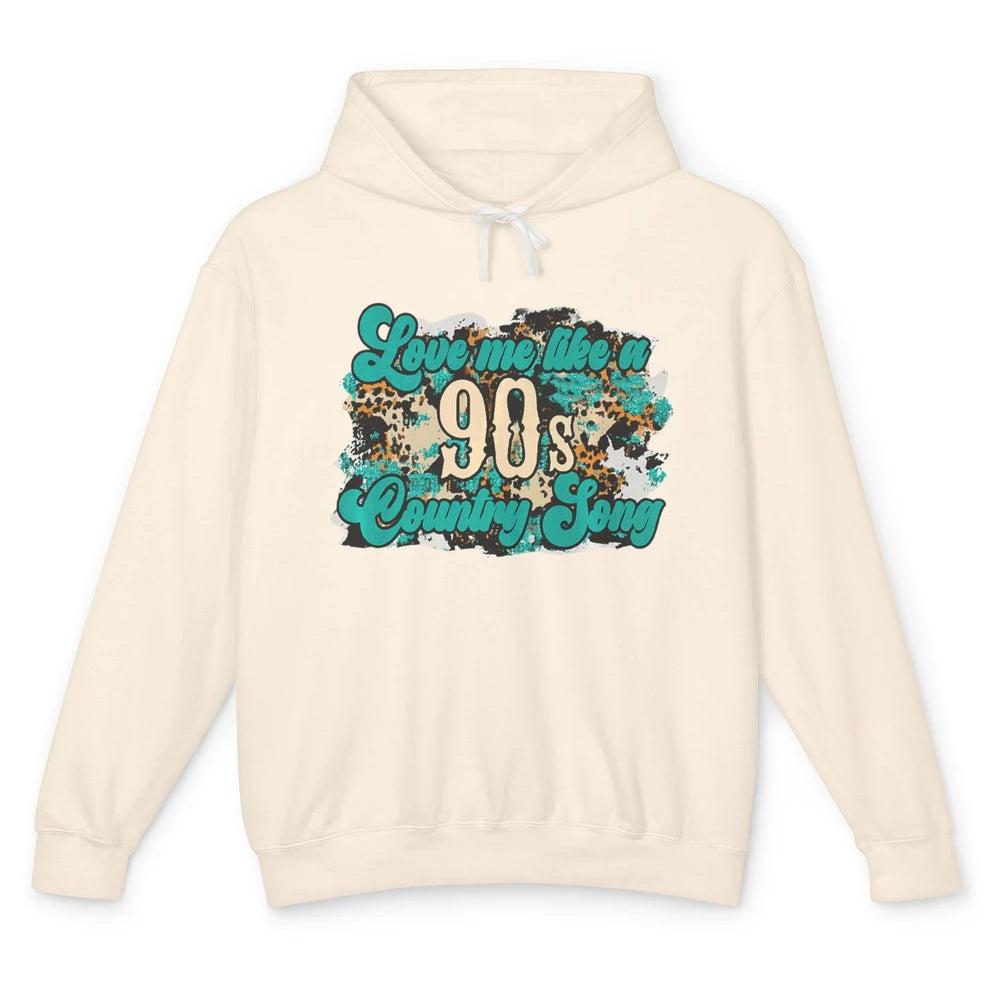 Retro Leopard Love Me Like 90s Song Texas Western Country Unisex Lightweight Hoodie