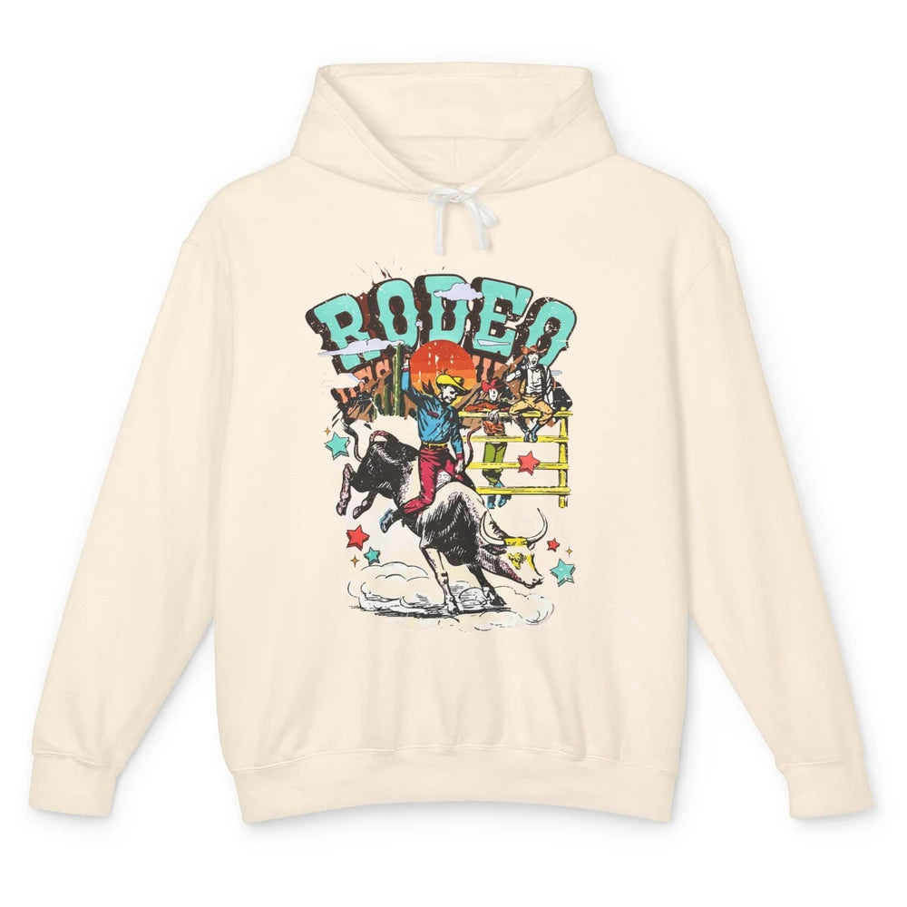 Retro Cowboy Horsing Rodeo Dad Bull Racing Western Country Unisex Lightweight Hoodie