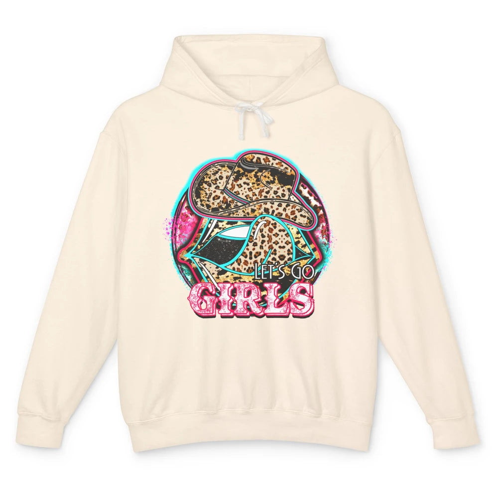 Retro Leopard Cowboy Boots Let's Go Girls Western Cowgirls Unisex Lightweight Hoodie