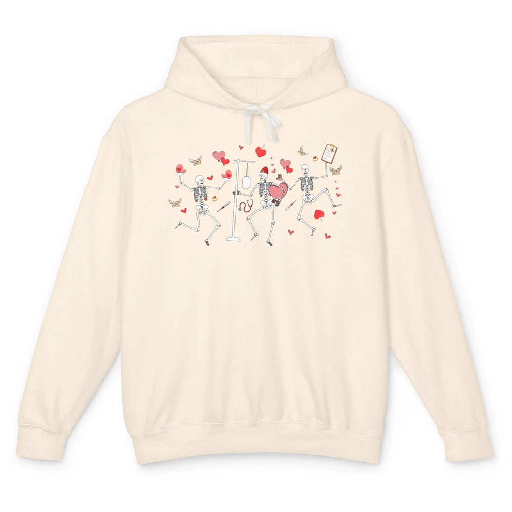 Nurse Skeleton Dance Roses Are Red Inside I'm Dead Valentine Unisex Lightweight Hoodie