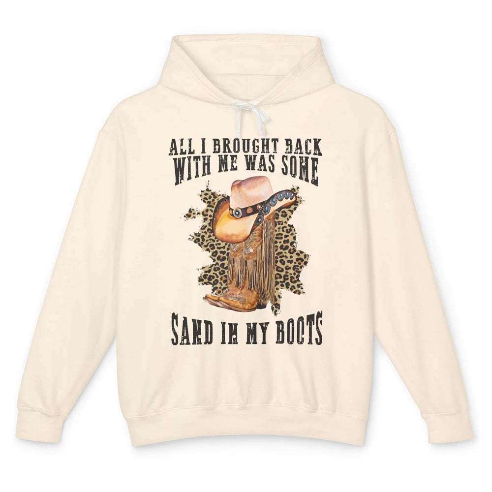 Retro Leopard Sand In My Boot Western Country Cowgirl Cowboy Unisex Lightweight Hoodie