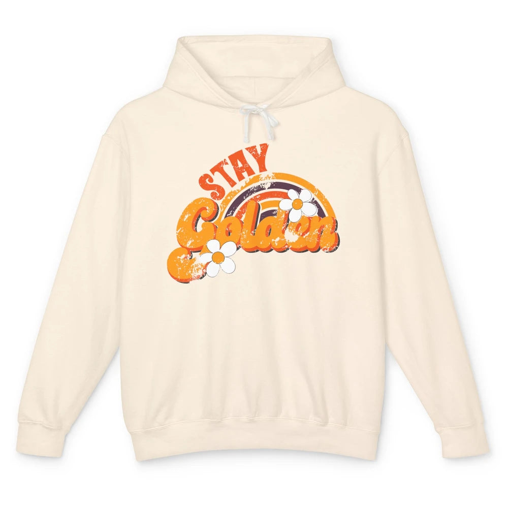 Retro Daisy Rainbow Stay Golden Summer Vintage Positive Life Unisex Lightweight Hoodie