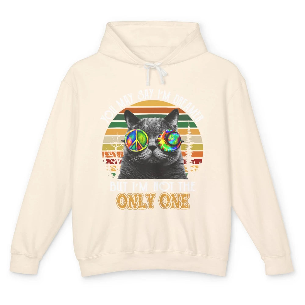 Retro Hippie Cat I'm A Dreamer Peace Lovers Hippie Soul Gift Unisex Lightweight Hoodie