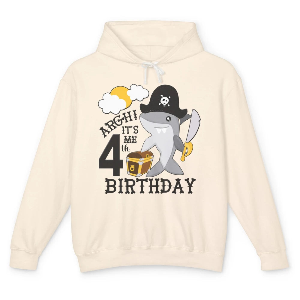 Pirate Shark 4th Birthday Party 4th Birthday Boy Girl Gift Unisex Lightweight Hoodie