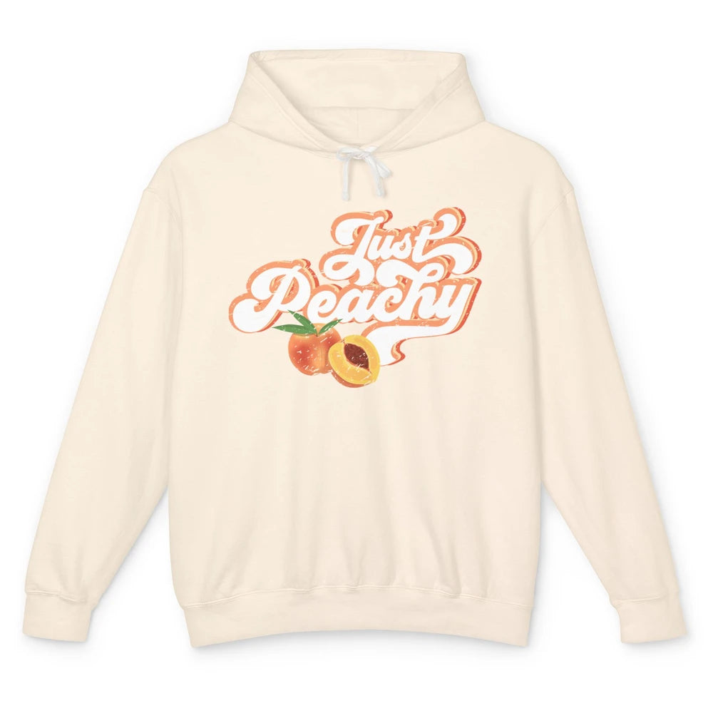 Retro Just Peachy Retro 70s Georgia Peaches Summer Fruit Unisex Lightweight Hoodie