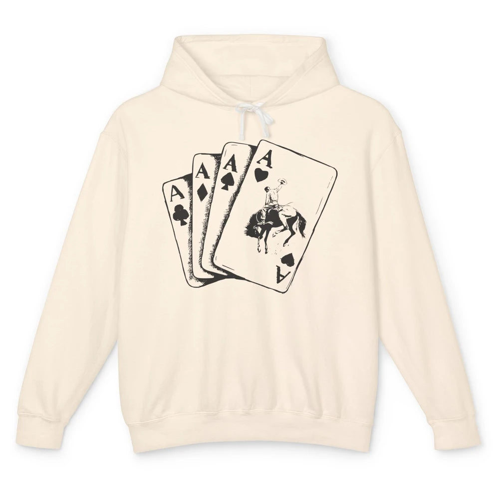 Punchy Cowboy Hold Your Horses Cards Western Country Rodeo Unisex Lightweight Hoodie