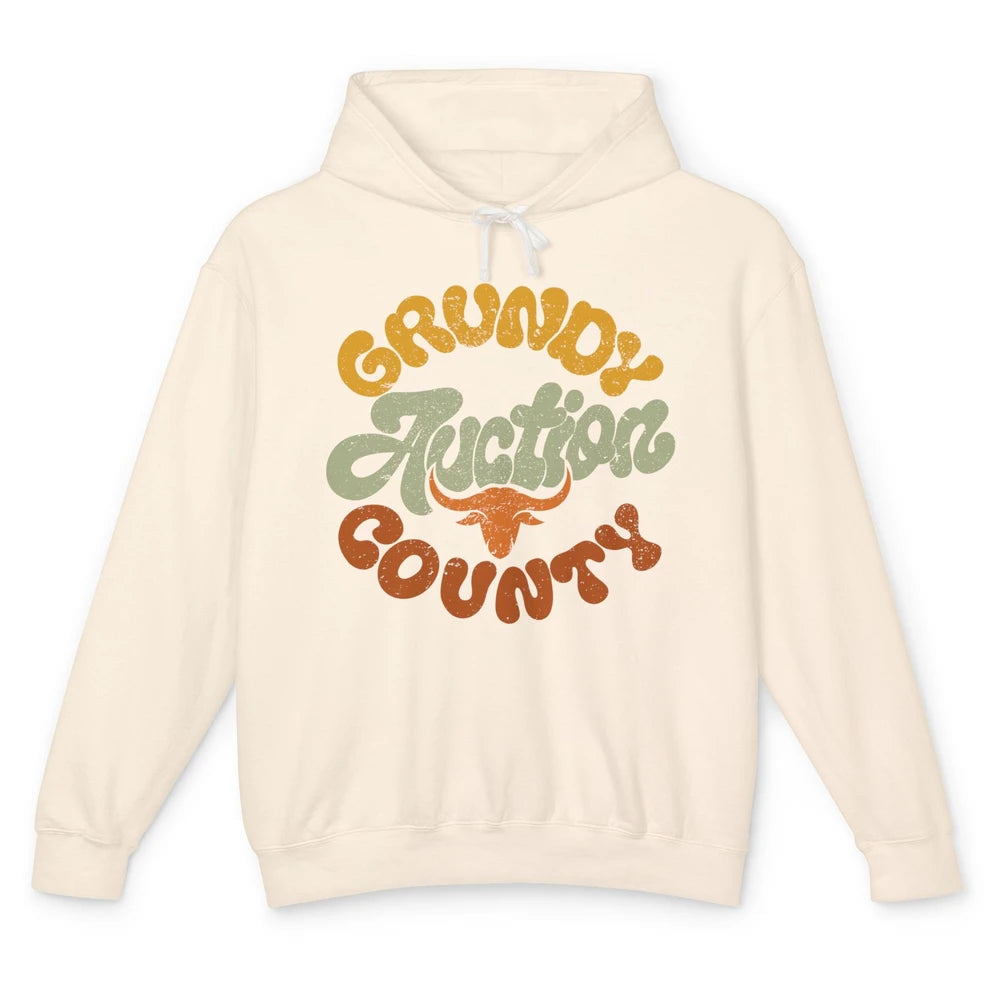 Retro Cow Cattle Grundy County Auction Western Country Farm Unisex Lightweight Hoodie