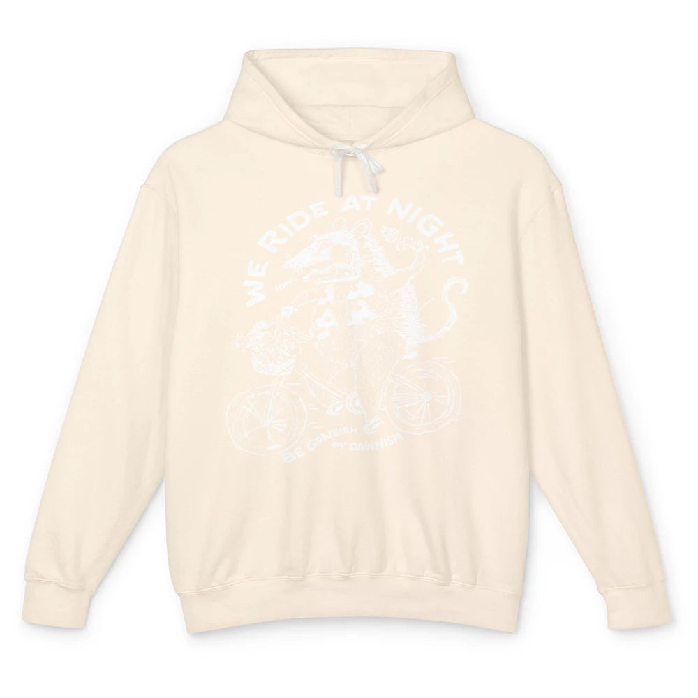 We Ride At Night Funny Possum On Bicycle Team Trash Eating Unisex Lightweight Hoodie