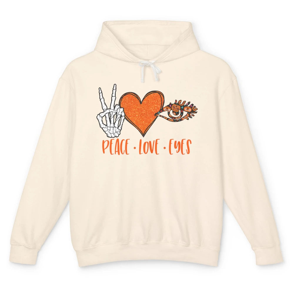 Optician Halloween Peace Love Eyes Optometrist Pumpkin Gift Unisex Lightweight Hoodie