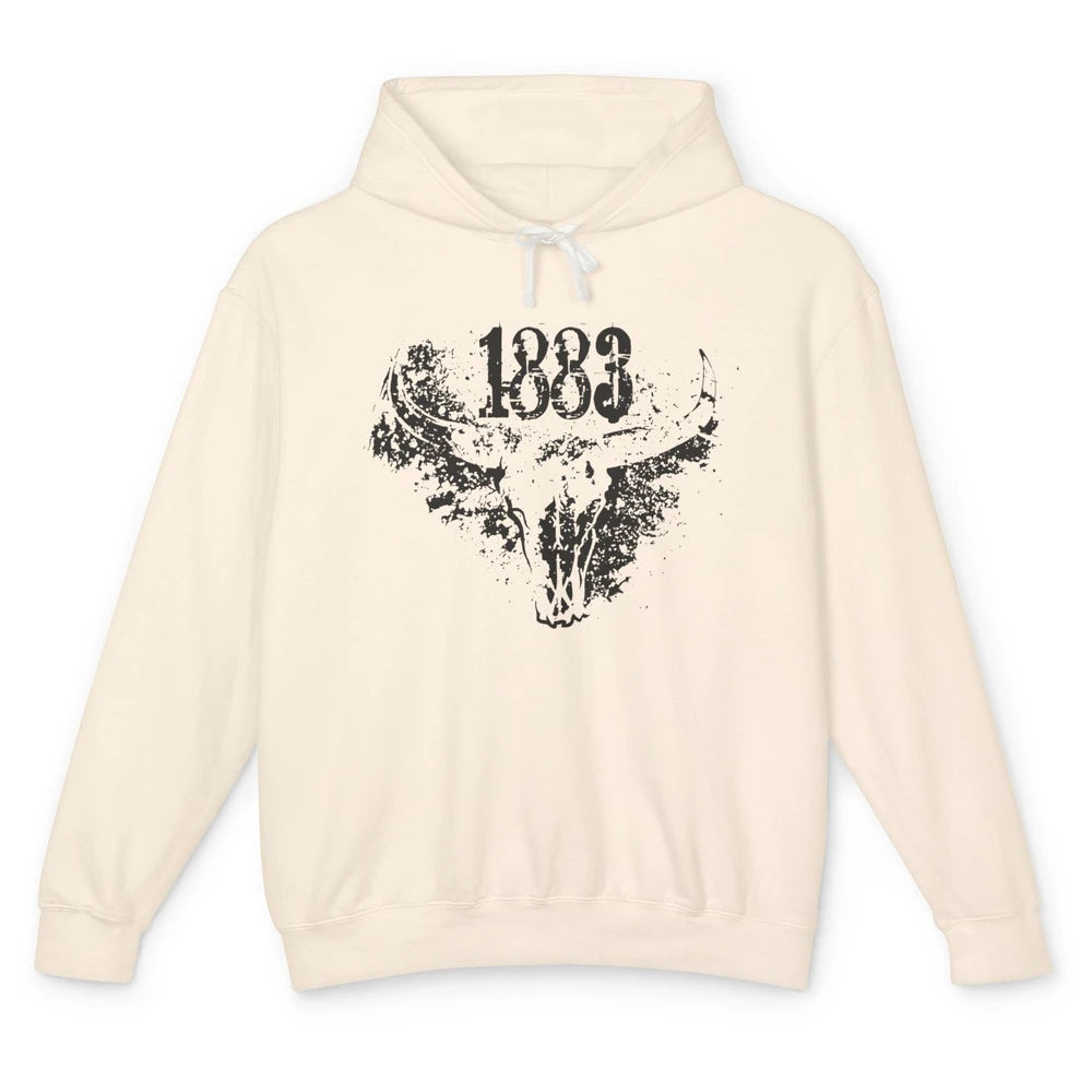 Retro Bull Skull 1883 Country Year Cowboys Western Country Unisex Lightweight Hoodie