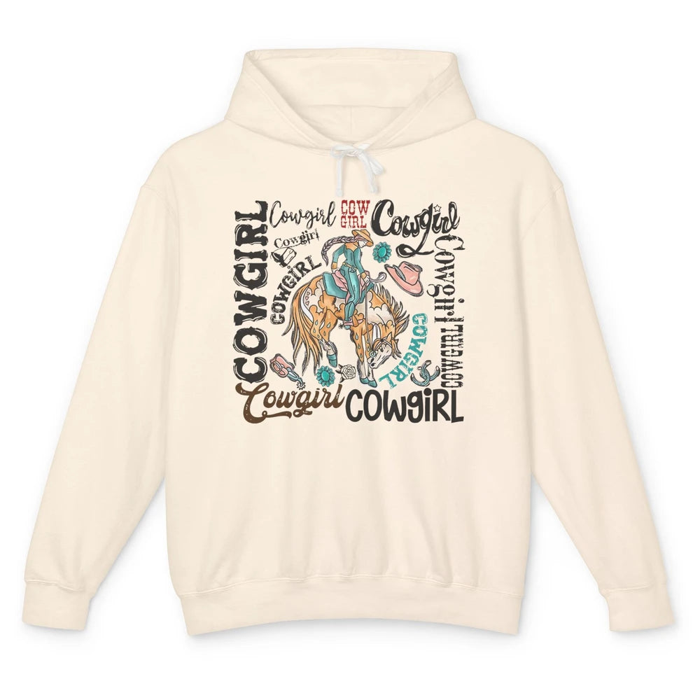 Retro Cowgirl Rodeo Wild Western Country Cowboy Hat Unisex Lightweight Hoodie