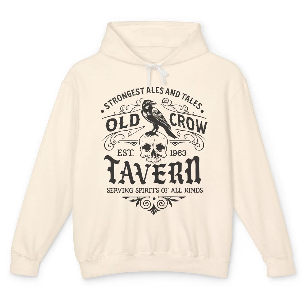 Old Crow Farmhouse Tavern Serving Spirit All Kinds Halloween Unisex Lightweight Hoodie