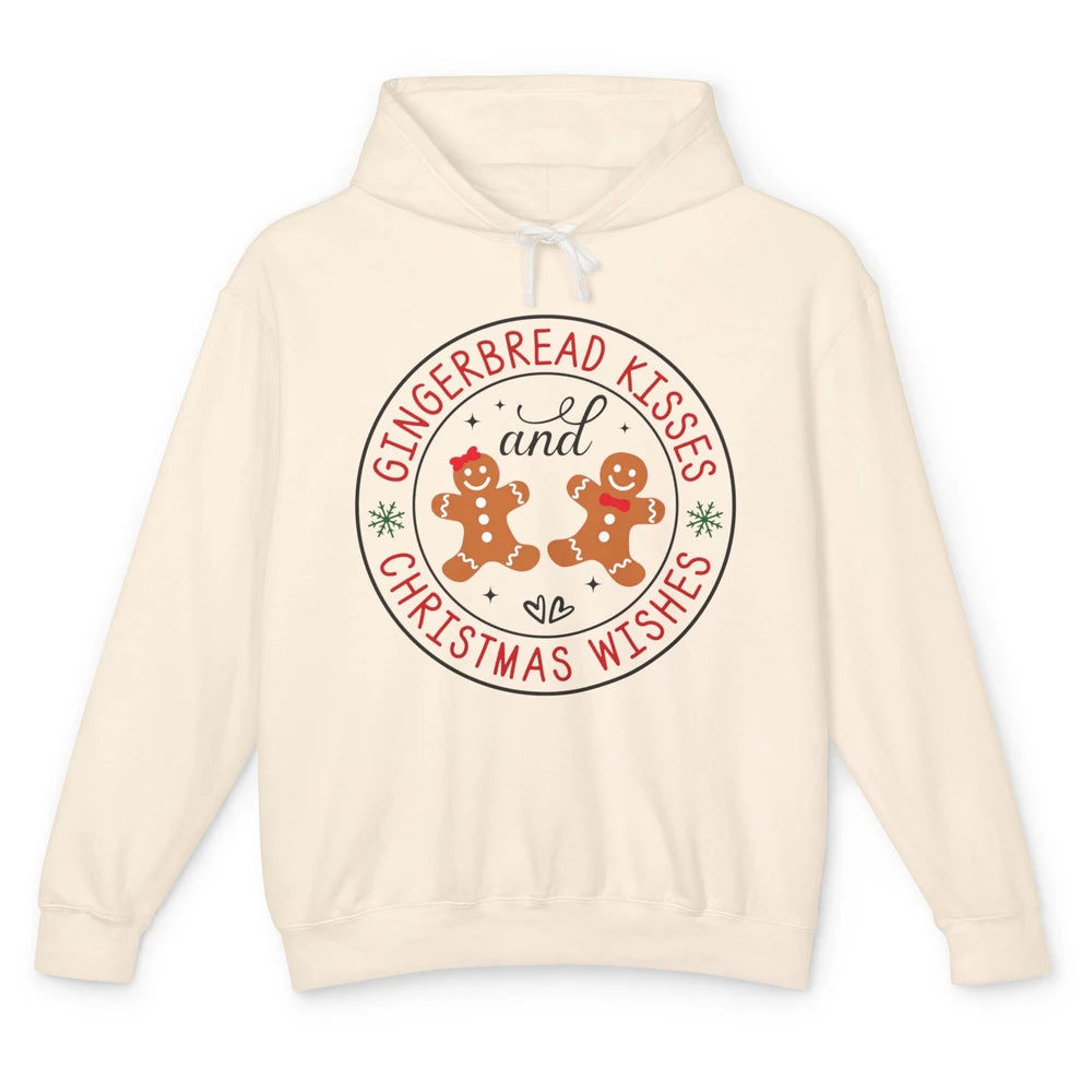 Christmas Gingerbread Kissed And Christmas Wishes Winter Unisex Lightweight Hoodie
