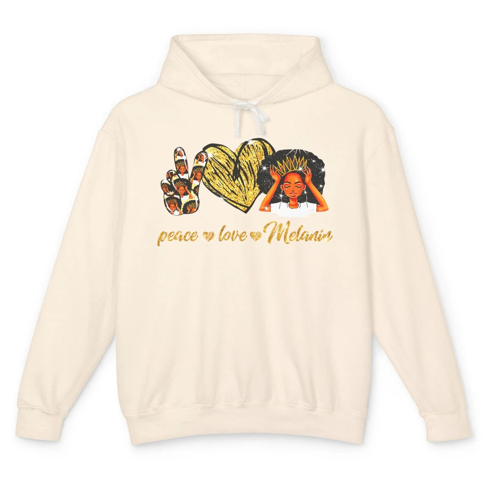 Peace Love Melanin Afro Girl Black Queen Black Women Gift Unisex Lightweight Hoodie