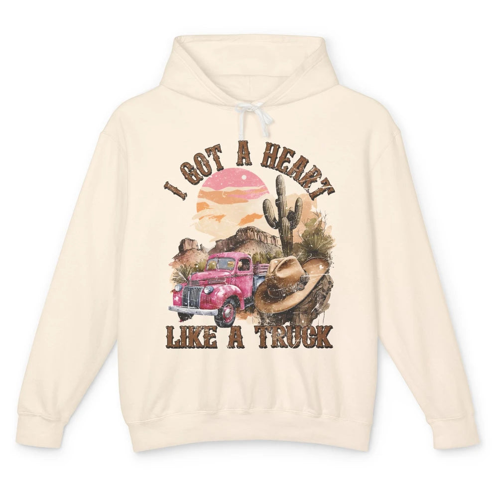 Retro Desert I Got A Heart Like A Truck Western Country Girl Unisex Lightweight Hoodie