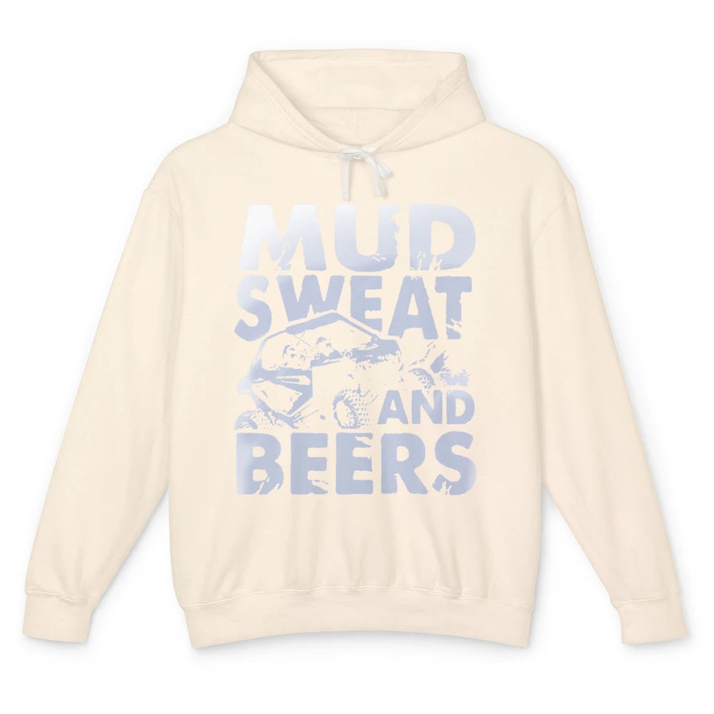 Retro Mud Sweat And Beers UTV ATV Rider 4 Wheel SXS Offroad Unisex Lightweight Hoodie