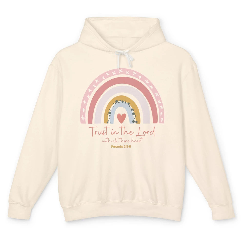 Rainbow Trust In The Lord With All Heart Christian Religious Unisex Lightweight Hoodie