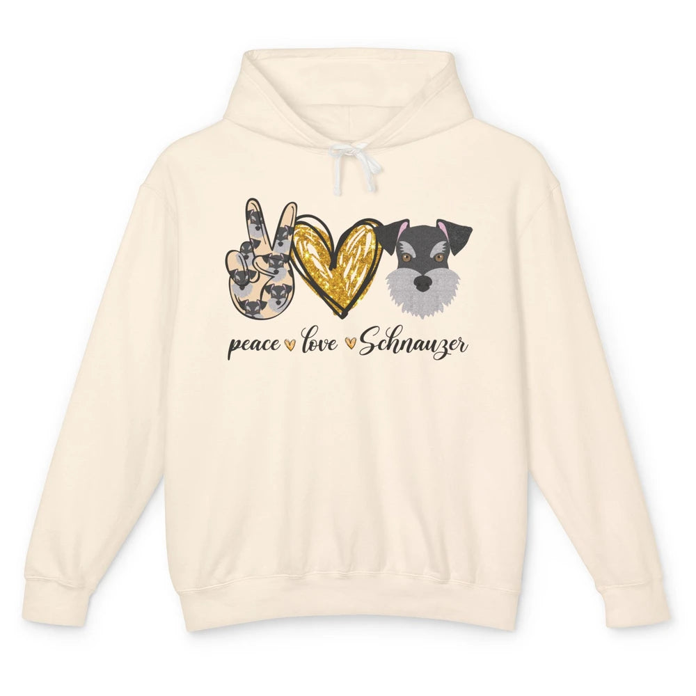 Peace Love Schnauzer Dog Lover Schnauzer Dad Mom Gift Unisex Lightweight Hoodie