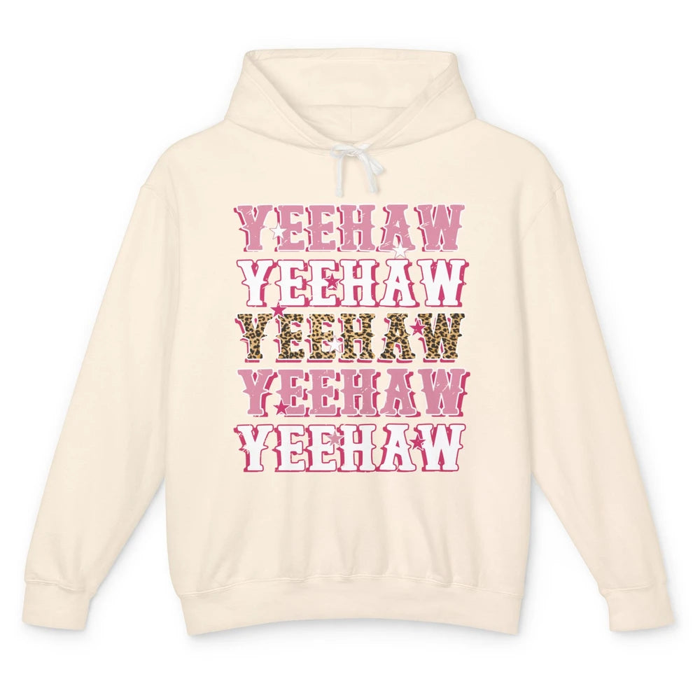 Retro Leopard Yeehaw Western Country Cowboy Cowgirl Costume Unisex Lightweight Hoodie