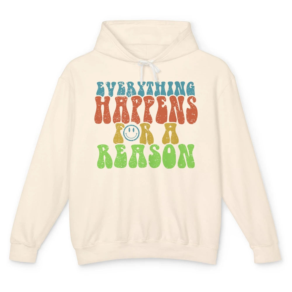 Retro Everything Happens For A Reason Mental Health Peace Unisex Lightweight Hoodie