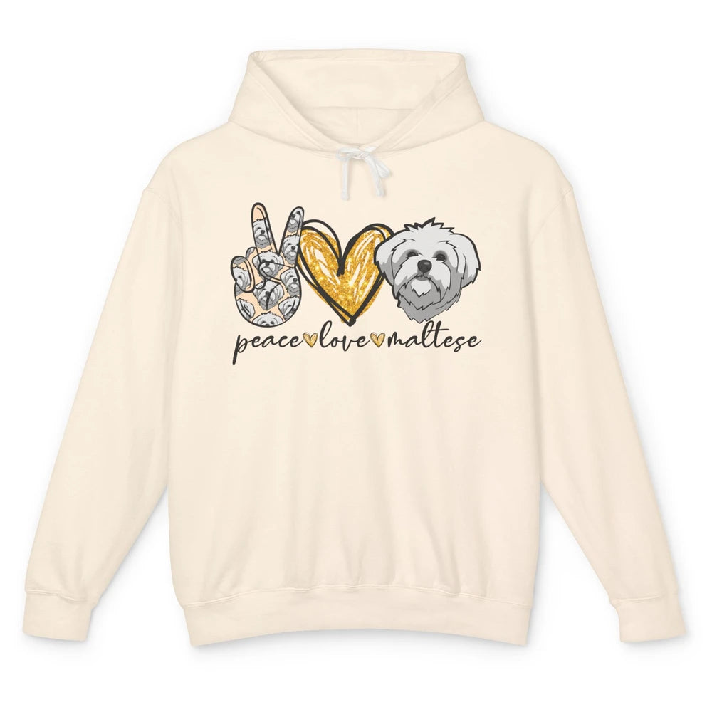 Peace Love Maltese Dog Maltese Dad Mom Mothers Fathers Day Unisex Lightweight Hoodie