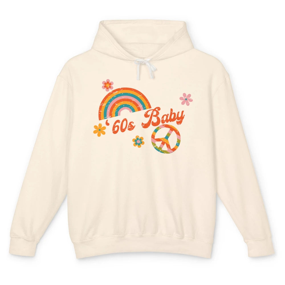 Retro Rainbow 60s Baby Made In 60s 1960s Born Birthday Day Unisex Lightweight Hoodie
