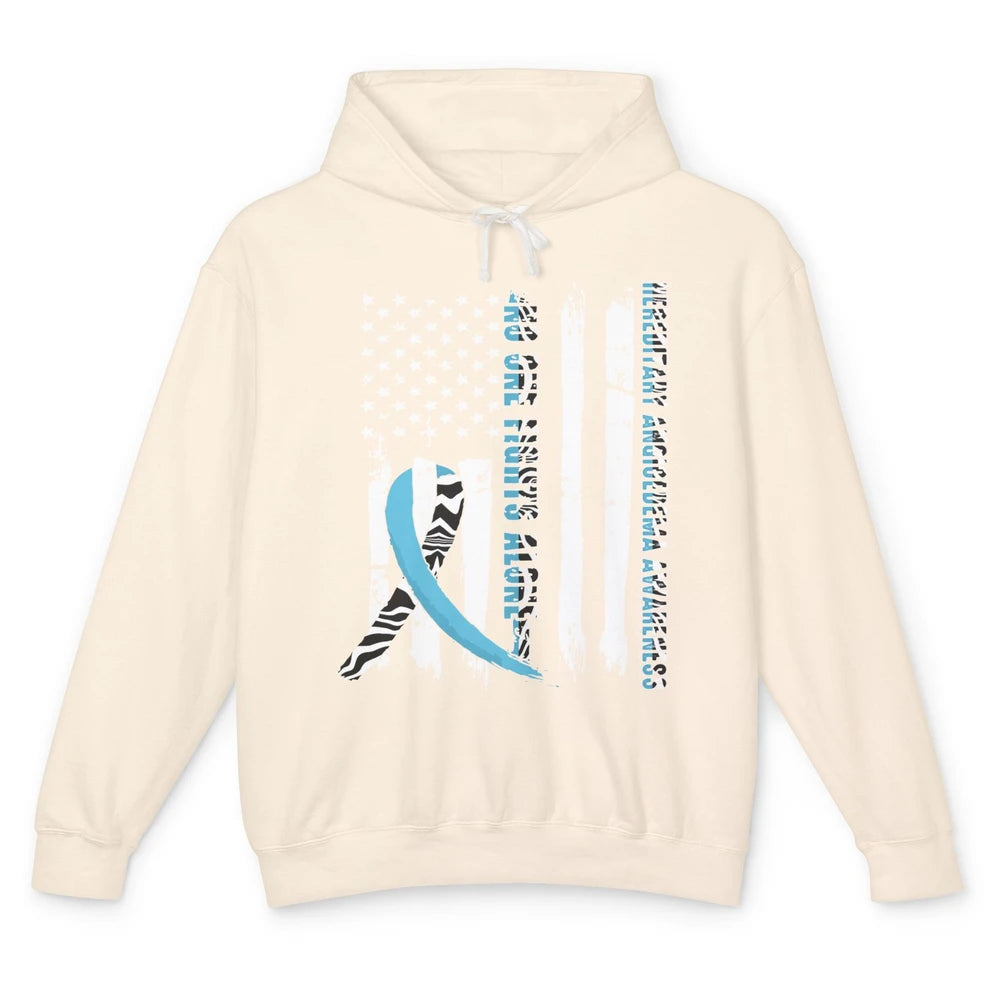 Retro Hereditary Angioedema No One Fight Alone Zebra Ribbon Unisex Lightweight Hoodie