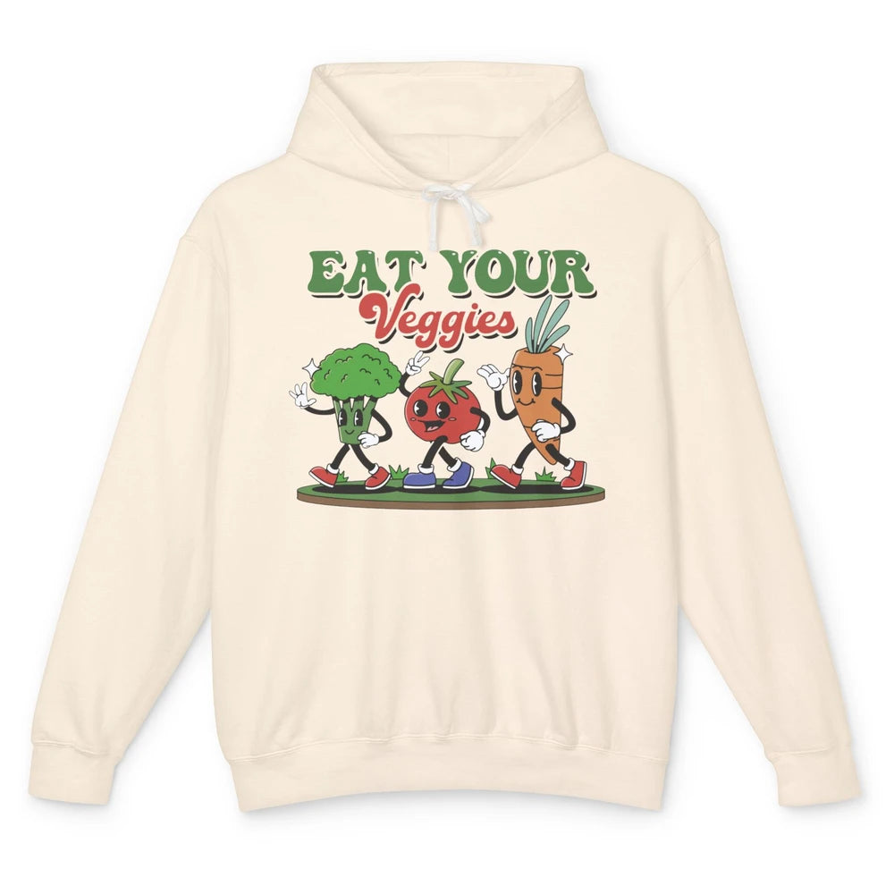 Retro Farm Fruit Eat Your Veggies Gardening Vegan Farmer Unisex Lightweight Hoodie